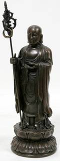 020450 CHINESE BRONZE STANDING FIGURE OF MONK H75
