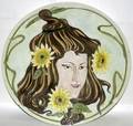 010449 ART NOUVEAU DESIGN POTTERY PLAQUE WOMAN