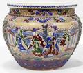 122449 SATSUMA POTTERY W ENAMEL GARDEN FIGURES