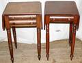 120450 AMERICAN CHERRY  WALNUT DROP LEAF END TABLES