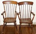 112386 ENGLISH OAK SPINDLE BACK OPEN ARMCHAIRS 2