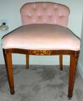 111505 SATINWOOD VANITY BENCH W VELVET UPHOLSTERY