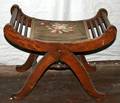 041566 CARVED OAK BENCH WNEEDLEPOINT SEAT