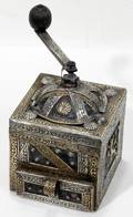 040506 MOROCCAN WOOD  BRASS COFFEE GRINDER