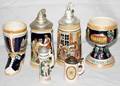 031591 GERMAN POTTERY STEINS WFIGURAL RESERVES