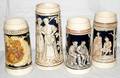 031590 GERMAN POTTERY STEINS WFIGURAL RESERVES