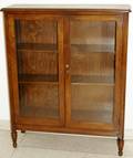 022476 WALNUT  GLASS PANEL BOOKCASE H51 L415