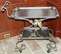 022463 WROUGHT IRON TEA CART MODERN H34 L34