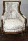 020493 PROVINCIAL STYLE WALNUT ARMCHAIR WSILK