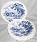 012479 BLUE  WHITE PORCELAIN PLATES SET OF EIGHT