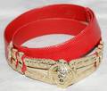 011579 JUDITH LEIBER RED LEATHER BELT