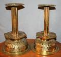 010492 MIDDLE EASTERN STYLE BRASS CANDLE STICKS