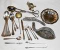 010461 SILVER PLATE GROUPING TONGS SPOONS ETC 21