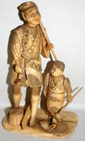 010456 JAPANESE CARVED IVORY OF MAN  BOY H65