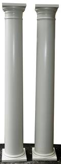 122503 WOODEN COLUMNS PAINTED IVORY PAIR H873