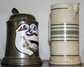 122501 PEWTER STEIN  POTTERY PITCHER