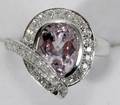 122495 14K GOLD KUNZITE  39 SINGLE CUT DIAMONDS RING
