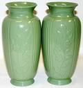 122487 LENOX CELADON GREEN VASES C193040 PAIR