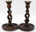 121645 ENGLISH BARLEY TWIST CANDLESTICKS 19TH C