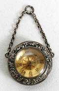 121610 SILVER REPOUSSE POCKET COMPASS ANTIQUE