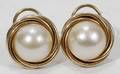 120513 14K YELLOW GOLD  MOBE PEARL EARRINGS