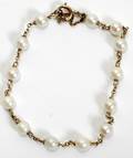 110511 14K YELLOW GOLD  PEARL BRACELET L7