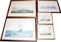 032539 LOT OF 5 OFFSET LITHOGRAPHS SAILING SHIPS