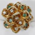 022519 14K YELLOW GOLD EMERALD  DIAMOND RING