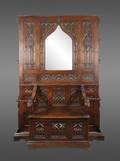 French Gothic Revival Oak Settle or Hall Tree
