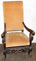 021563 ELIZABETHAN STYLE WALNUT ARMCHAIR C1920