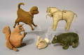 Group of five stuffed cloth animals 19th20th c