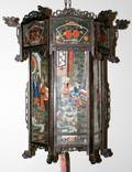 012490 CHINESE REVERSE PAINTED SIXPANEL LANTERN