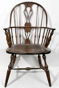 010521 ANTIQUE AMERICAN OAK SPINDLE BACK ARM CHAIR