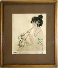 010515 COLORED PRINT C1900 GIRL W FLUTE  IRIS