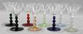 041647 GLASS COLORED STEM WINES SET OF EIGHT H5