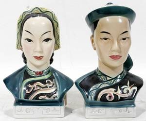 031694 GOLDCRESTGOLDSCHEIDER CERAMIC CHINESE BUSTS