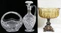 031690 CUT GLASS BASKET CRUET MOLDED AMBER COMPOTE