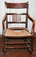 040592 MAHOGANY ROCKING CHAIR WSATINWOOD AS IS