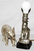 030563 SILVER ELEPHANT FIGURE  FIGURAL LAMP