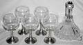022531 CRYSTAL DECANTER  FIVE GOBLETS