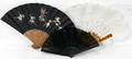 020585 OSTRICH EBONY LACE WOOD  PAPER FANS