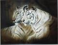 120596 SONIA GITTORES OIL ON CANVAS WHITE TIGERS