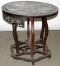 112538 CHINESE IRONWOOD  MARBLE PARLOR TABLE AS IS