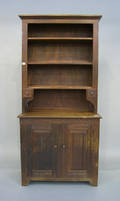 Pine and oak stepback cupboard