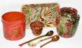 112508 RUSSIAN WOOD HAND DECORATED PIECES