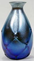 041012 L C TIFFANY BLUE FAVRILE GLASS VASE 1905