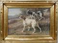032013 EDMUND H OSTHAUS WATERCOLOR ON BOARD DOGS