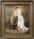 032009 AUSTRIAN OIL ON CANVAS PARLOR SCENE WLADY