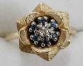 031060 14K GOLD SAPPHIRE  DIAMOND FLORIFORM RING