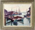 022015 EMILE A GRUPPE OIL ON CANVAS PORT SCENE